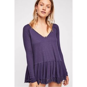Free People We The Free Tangerine Violet Peplum Top Size M